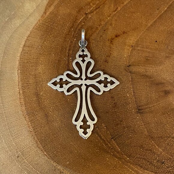 RETIRED James Avery St. Cecilia Cross Pendant, Sterling Silver - Picture 1 of 3